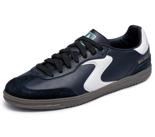 Image of Skechers Men's Hotshot Pyke Sneaker, Black Duraleather/Suede/White Trim, 8 UK