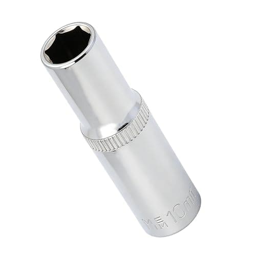 Image of Youzzei 10mm Deep Sockets 3/8" Drive, 6 Point 3/8 Inch Square Drive Socket, Polishing CR-V Alloy Steel 10mm Metric Socket 2.52" Length for Car Repair Mechanical Maintenance Home Use