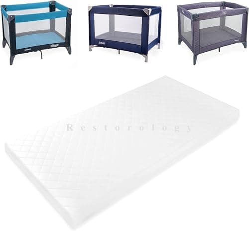 Image of Baby Travel Cot Mattress - Extra Thick Foam, Fits Most Graco/M&P/Babylo Deluxe/BabyBjörn/Silver Cross/Toddler cot Mattress - Removable Washable Zip Cover (Size : 100 x 70 x 5 cm)