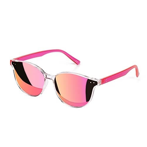 Image of Sumato Round Cat Eye Sunglasses for Women Trendy Women Sunglasses Classic Vintage Designer Style UV400 Protection Mirrored Lens Pink Girls Men