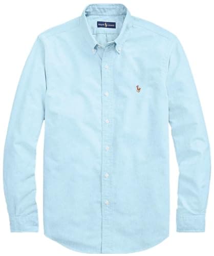 Image of Polo Ralph Lauren Mens Classic Long Sleeve Oxford Shirt, The Basic Aegean Blue, XL