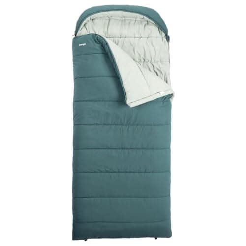 Image of Vango Stellar Grande XL Square Sleeping Bag with Shaped Hood, Insulated, Soft Smooth Polair Lining and Shell, Zip Guard, Double Layer Construction for Extra Warmth 3 Season