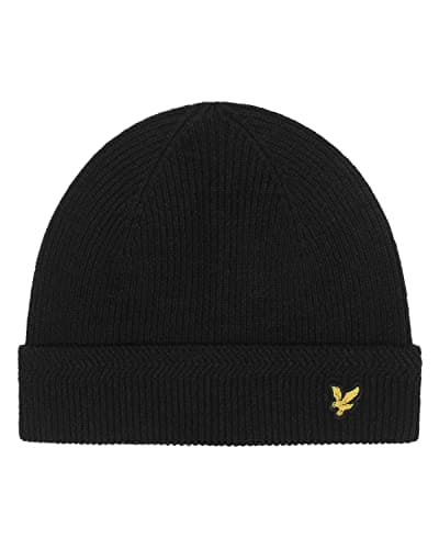 Image of Lyle & Scott Mens Racked Rib Beanie Hat - True Black - One Size
