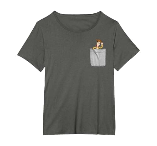 Image of Disney Pixar Toy Story Woody Faux Pocket Graphic T-Shirt T-Shirt, Women's Plus, Asphalt Grey, 3X
