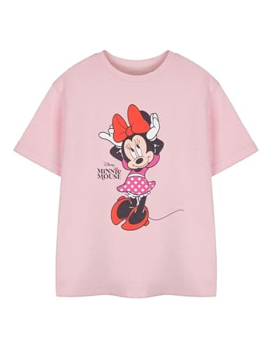 Image of Disney Minnie Mouse Girls Pink Pose Short Sleeved T-Shirt | Kids Graphic Tee | Cute Cartoon Character Apparel | Children's Fashion Top | Minnie Mouse Merchandise Gift for Girls
