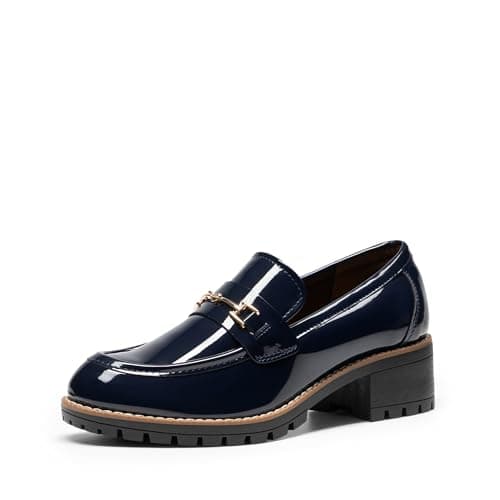 Image of DREAM PAIRS Women's Loafers, Platform Comfortable Slip-On Dressy Business Casual Moccasin Shoes,Size 6.5,Navy,SDLS2410W