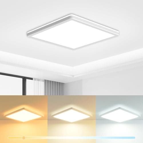 Image of zemty 18CM LED Ceiling Light 3000K/4000K/6500K, 15W 1500LM Square Flush Bathroom Lights, Waterproof Ceiling Lighting for Bedroom Living Room Hallway Toilet