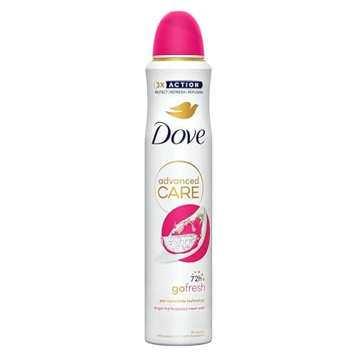 Image of Dove Advanced Care Go Fresh Dragonfruit & Coconut Cream Scent Women's Antiperspirant Deodorant Spray for 72 hour protection against sweat and odour with Pro-Ceramide technology 200 ml, Pack of 6