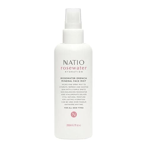 Image of Natio Australia Rosewater Hydration Drench Mineral Face Mist, 200 ml - Face Moisturiser For All Skin Types - Makeup Safe Face Mist Hydrating Spray