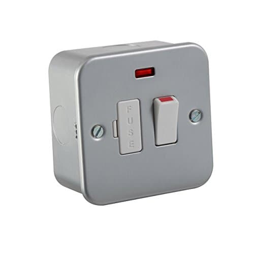 Image of Knightsbridge M6300N Metal Clad 13A Switched Fused Spur Unit with Neon 230 V, Silver
