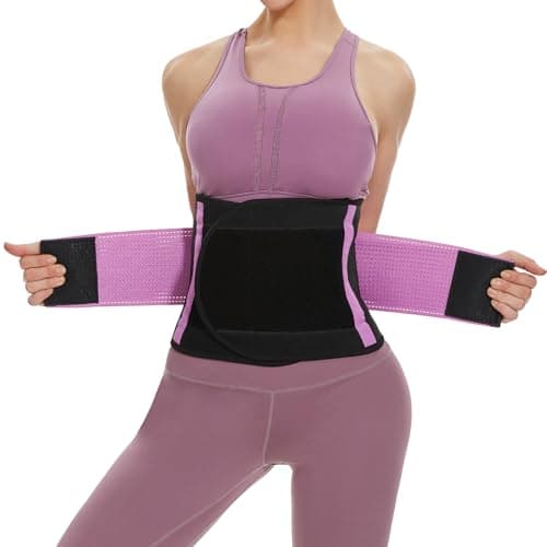 Image of SIHOHAN Waist Trainer Belt Back Brace Cincher Trimmer Sports Slimming Body Shaper Band with Dual Adjustable Belly for Fitness Workout, Unisex(Medium,Purple)