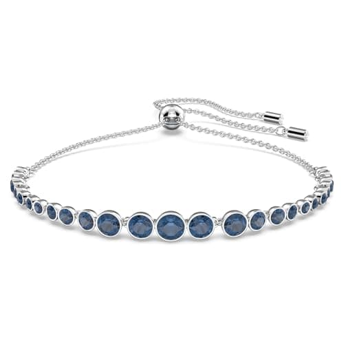 Image of Swarovski Emily bracelet, Mixed round cuts, Blue, Rhodium plated