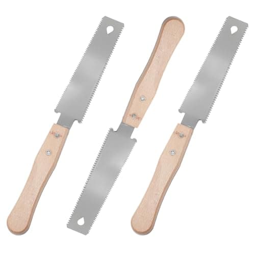 Image of Double Edge Japanese Pull Saw, 11/17 TPI Woodworking Hand Saw for Fine Cuts, 3-Piece Set for Trimming, Pruning, Flush Cutting Wood Saws