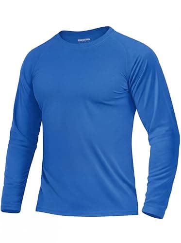 Image of TACVASEN Men Sun Protection T Shirt Long Sleeve Beach T-Shirt UV Protection Outdoor Shirts Quick Dry Walking Tops Royal Blue