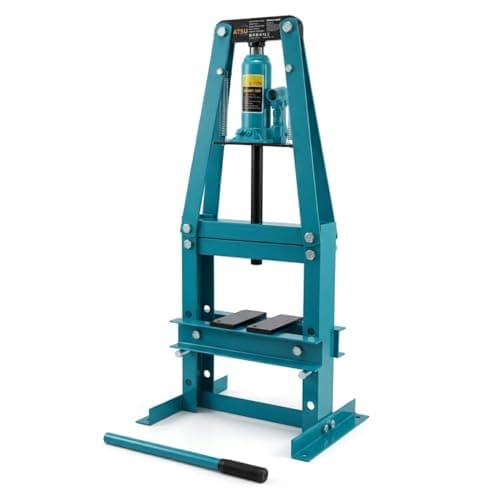 Image of KATSU Tools 6 Ton Hydraulic Workshop Press, Heavy Duty A-Frame, Adjustable Height Work Table, For Automotive, Metalworking and Garage Use, Model 161315