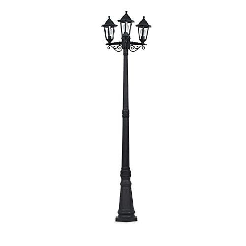 Image of MiniSun | Traditional 2.2m Black 3 Way IP44 Outdoor Garden Lamp Post Light Complete with 3 x 4w LED Candle Bulbs | Outdoor Lights & Home/Garden Improvements Essential | | Mains Wired