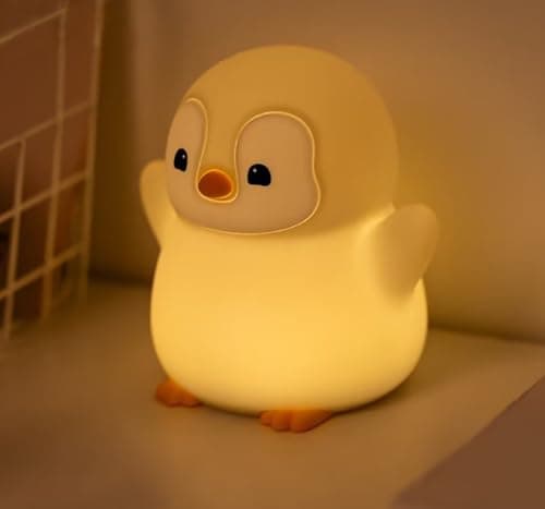 Image of Penguin Night Light for Kids, Cute Squishy Lamp Rechargeable Night Lamp, Penguin LED Novelty Bedside Light, 2 Level Dimmable, Silicone Nursery Table Lamp Room Decor, Nightlights Gifts for Girls Boys