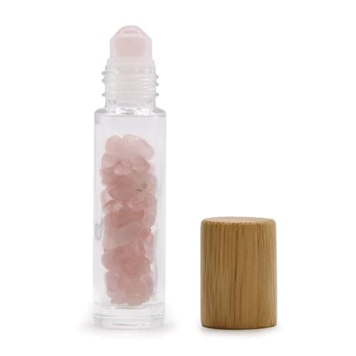 Image of Ancient Wisdom Gemstone Essential Oil Roller Bottle - Rose Quartz - Wooden Cap
