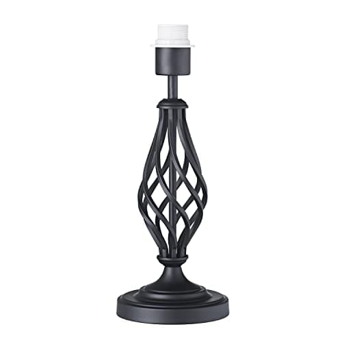 Image of Happy Homewares Traditional and Classic Matt Black Table Lamp Base with Switch and Ornate Twist Metal Stem Design | 1 x E27 60w Maximum | 37cm Height
