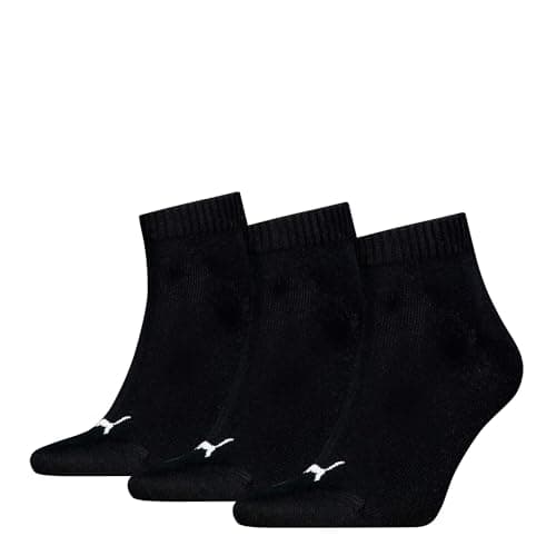 Image of PUMA Plain Recycled Cotton Quarter Sock, Black, 9-11 (Pack of 3)