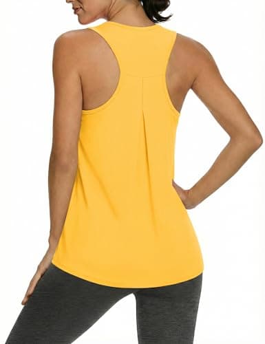 Image of Gyabnw Sports Vest Women UK Gym Top Racerback Breathable Lightweight Sleeveless Workout for Yoga Running Yellow