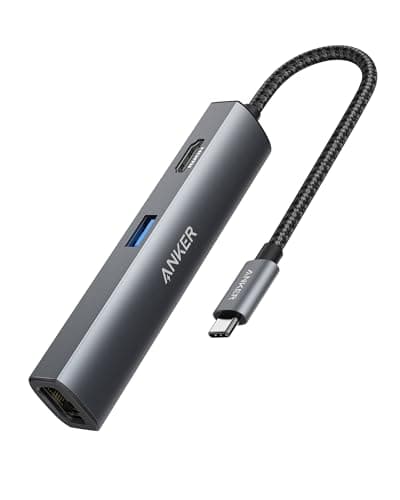 Image of Anker Hub Adapter, 5-in-1 USB C Adapter with 4K USB C to HDMI, Ethernet Port, 3 USB 3.0 Ports, for MacBook Pro, iPad Pro, XPS, Pixelbook, and More