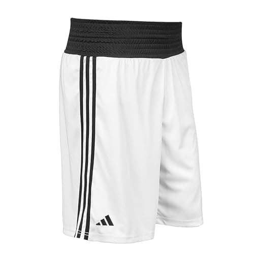 Image of adidas Base Punch Boxing Shorts - XL, White - Made from Lightweight Polyester, with a Large & Elasticated Waistband, Breathable & Stretchable Shorts for Sparring, Workout & Martial Arts