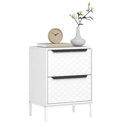 Image of HOMCOM Chest of Drawers, Dresser with 2 Fabric Drawers, Bedroom Storage Unit with Aluminium Handles and Wood-effect Top for Living Room, Hallway, Entryway, White