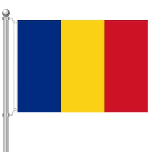 Image of 5ft x 3ft Romania Flag 90 * 150cm Romanian National Flag with Two Brass Grommets Large of Romania for Festival Party Sport Events Gardens Home Indoor and Outdoor Decoration