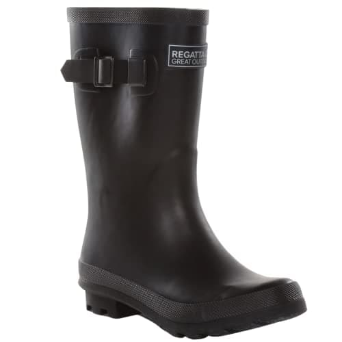 Image of Regatta Fairweather Junior Cotton Lined Wellington Welly Black 10 UK Child