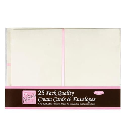 Image of Anita's Plain, Blank Cards & Envelopes, A5, Cream, Pack of 25, for Home, Wedding, Birthday, Christmas, Thank You, Art & Craft, Scrapbooking Supplies, Baby Shower, Card Making