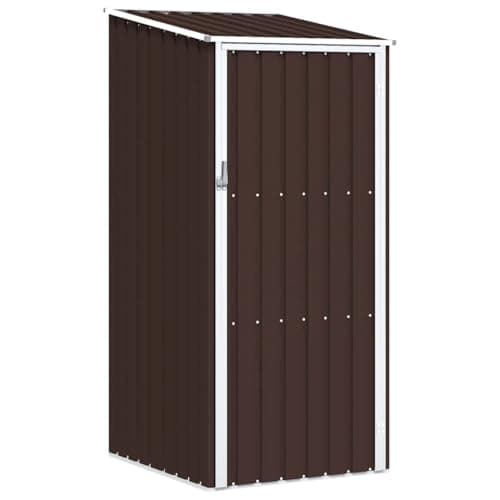 Image of vidaXL Brown Galvanised Steel Garden Shed – Outdoor Tool and Equipment Storage House – Weather with Sloping Roof