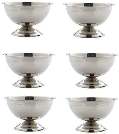 Image of Acense Sundae Ice Cream Footed Bowl Set, Lightweight Unbreakable Dinnerware, Food Grade Stainless Steel Tableware Serving Pieces, Long Lasting Finish, Pack of 6, 5 Oz Capacity