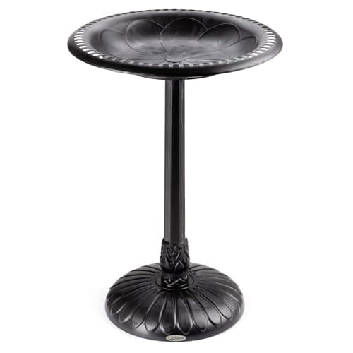 Image of Christow Round Resin Bird Bath, Lightweight & Weather-Resistant Garden Birdbath, Weightable Base & Pedestal – Fillable with Sand & Gravel, Durable Black Outdoor Water Feature, 71cm Tall, 48cm Diameter