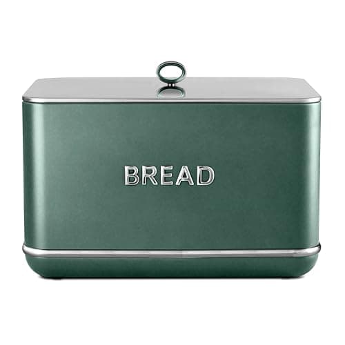 Image of Tower T826175FOR Renaissance Bread Bin, 16L Capacity, Simple Pull Lid, Forest Green