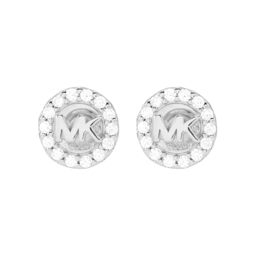 Image of Michael Kors Women's Premium Kors MK Sterling Silver Logo Stud Earrings, MKC1727CZ040