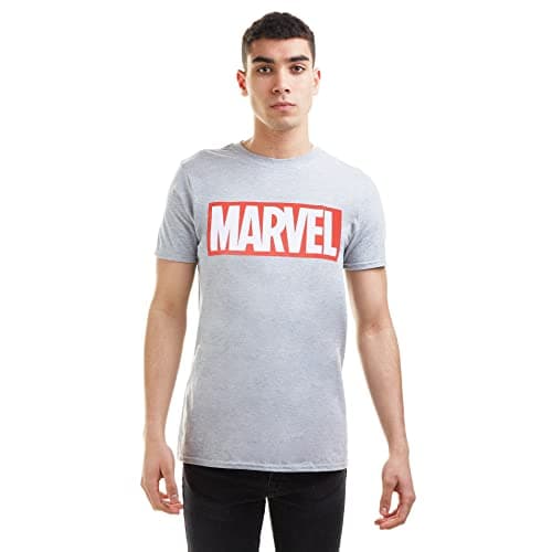 Image of Marvel Men's Core Logo T Shirt, Grey (Sports Grey), XXL UK