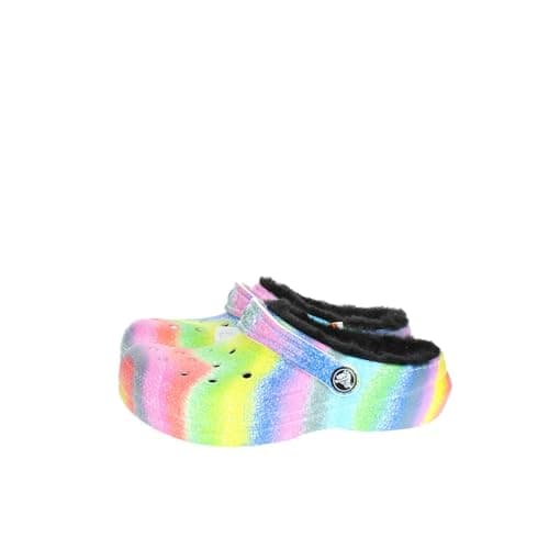 Image of Crocs Classic Lined Spray Dye Clog K 208081, Unisex Adult Slippers, White Multi, 34/36 EU