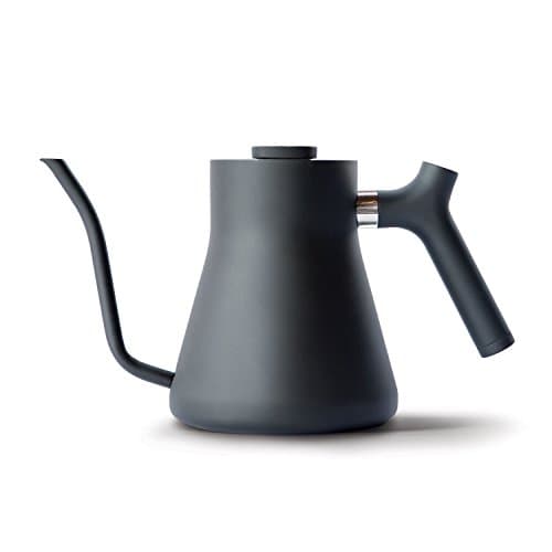 Image of Fellow Stagg Stovetop Pour-Over Coffee and Tea Kettle - Gooseneck Teapot with Precision Pour Spout, Built-in Thermometer, Matte Black, 1 Litre