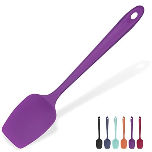 Image of Heat Resistant Silicone Spoon Spatula: U-Taste 315℃ Heat Proof Flexible Seamless Rubber Spatula, Baking Cooking Silicon Kitchen Utensil for Nonstick Cookware Mixing Stirring Scraping (29cm, Purple)