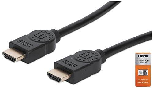 Image of Manhattan HDMI Cable with Ethernet, 4K@60Hz (Premium High Speed), 5m, Male to Male, Black, Ultra HD 4k x 2k, Fully Shielded, Gold Plated Contacts, Lifetime Warranty, Polybag