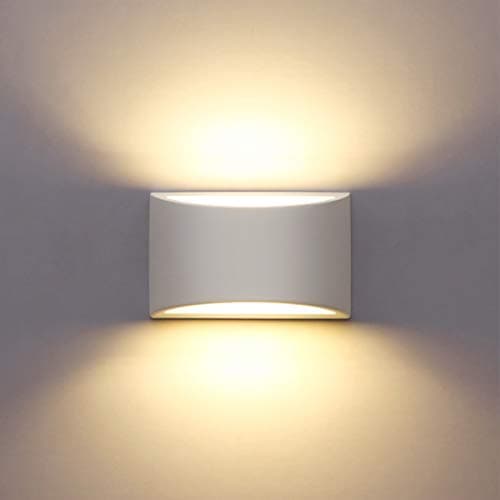 Image of LED Wall Lights Indoor Modern White Plaster Wall Wash Lights 7W Warm White LED Sconce Up and Down Wall Lamp for Living Room, Bedroom, Hallway (G9 LED Bulb Include)