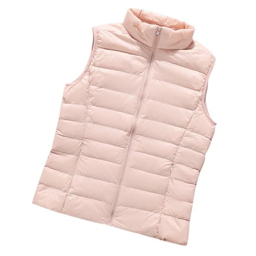 Image of Down Gilet Women Lightweight Ladies Puffer Gilet Women Womens Quilted Padded Gilet Womens Puffer Vest Women Ladies Gilets and Bodywarmers Sleeveless Puffer Jacket for Women Ladies Body Warmer Pink L