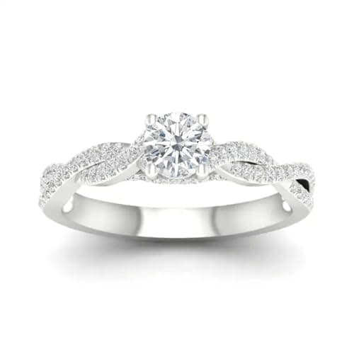 Image of SISGEM 1-2ct Moissanite Engagement Ring for Women, Round Cut Moissanite Wedding Band S925 Sterling Silver/9ct/14ct/18ct Solid Gold Pave Set Promise Ring Anniversary (Size I-Z)