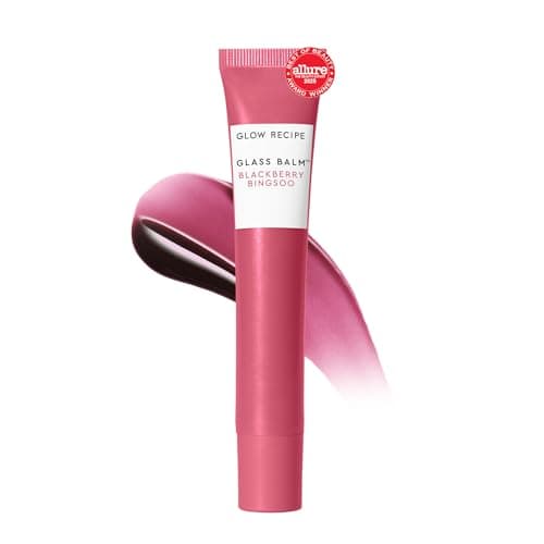 Image of Glow Recipe Glass Balm Lip Treatment - 12Hr Hydrating Lip Balm & Moisturizer with Hyaluronic Acid to Smooth, Plump & Protect from Dryness - Sheer Berry High Shine Tint, Blackberry Bingsoo (15 ml)