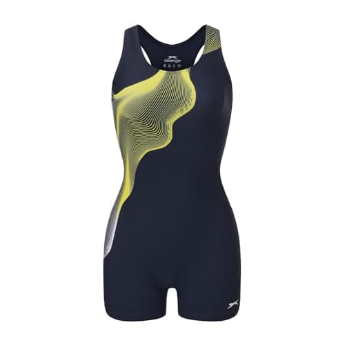 Image of Slazenger Womens Xtra Life Boyleg Swimsuit Blue/Yellow/White 12