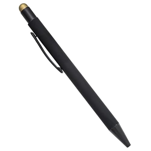 Image of NEO+ Aluminium Stylus Pen, Black Matt Finish, 14cm Touch Screen Compatible, 2-in-1 Design with Silver, Orange, Gold Tips, Includes Refill and Pouch (BLACK MATT - MUTED GOLD)
