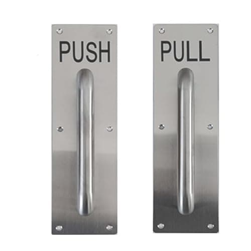 Image of suermany 304 Stainess Steel Door Handle, Push and Pull Plate Commercial Door Handle with Screws 11.8" x 3.2"