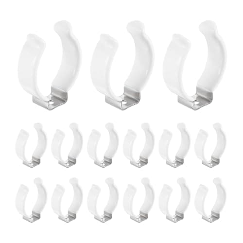 Image of sourcing map 15Pcs T12 U Clips Holder Bracket, Stainless Steel LED Fluorescent Tube Clip, Lamp Support Pipe Clamps for 32mm 1 1/4" Light Bulb Tube Rod Mounting Accessories, 47mm H, White