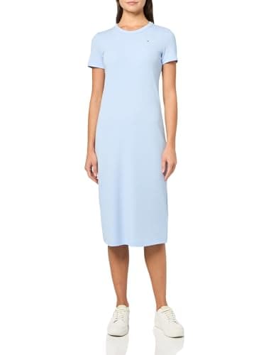 Image of Tommy Jeans Women's Bodycon Midi Dress with Logo Detail, Sweet Blue, XS